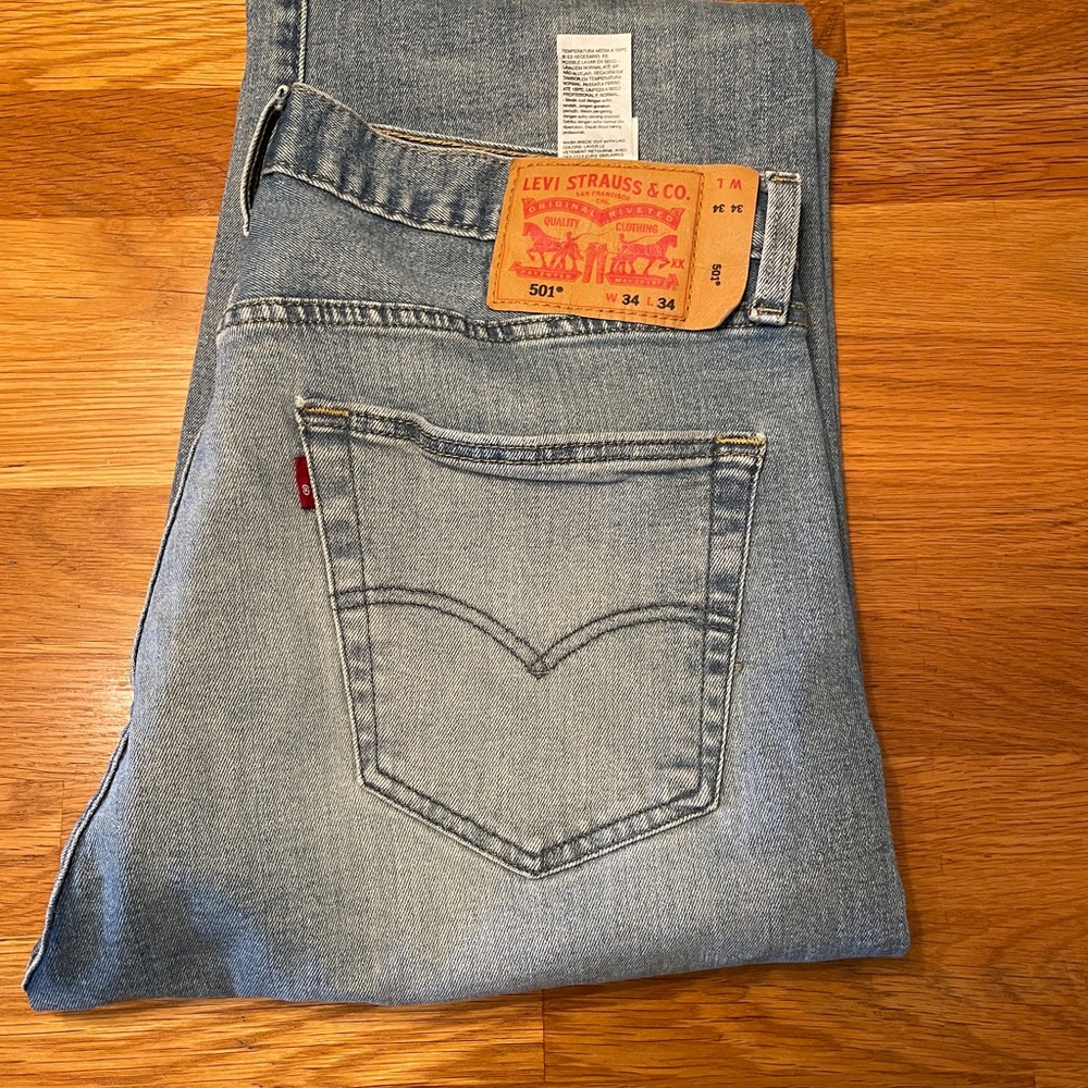 Levi's 501 Blue Straight Jeans Classic Denim